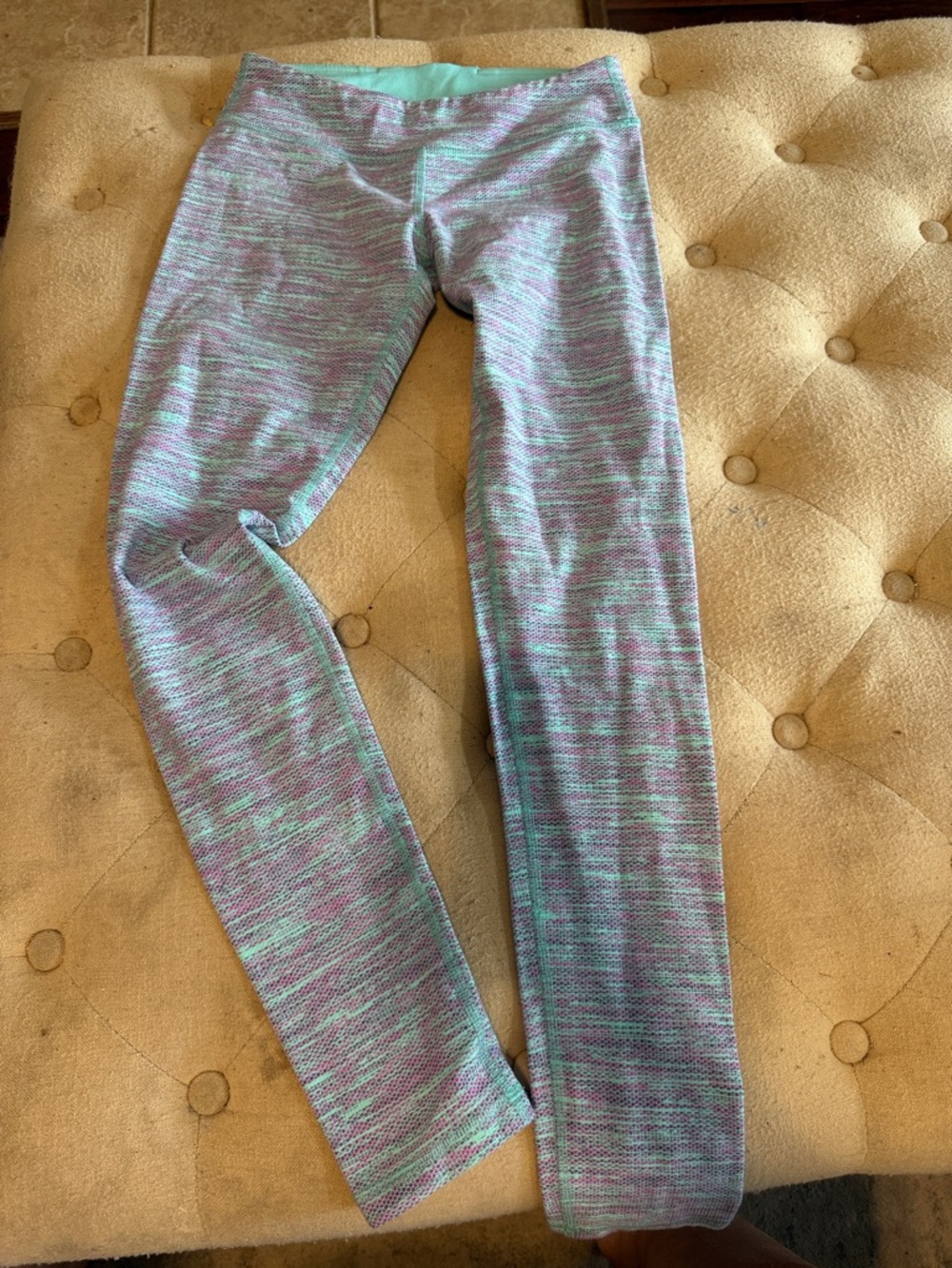 Ivivva Mint & Purple Space-Dye Kids Leggings